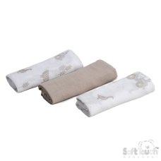 MS15-COF: Coffee 3 Pack Muslin Squares in Gift Bag